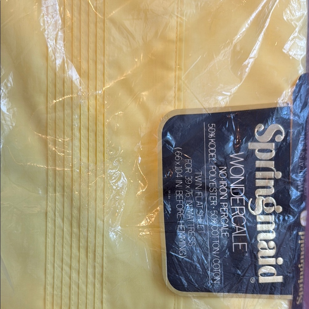 Springmaid Yellow Wondercale Sheet Twin vintage